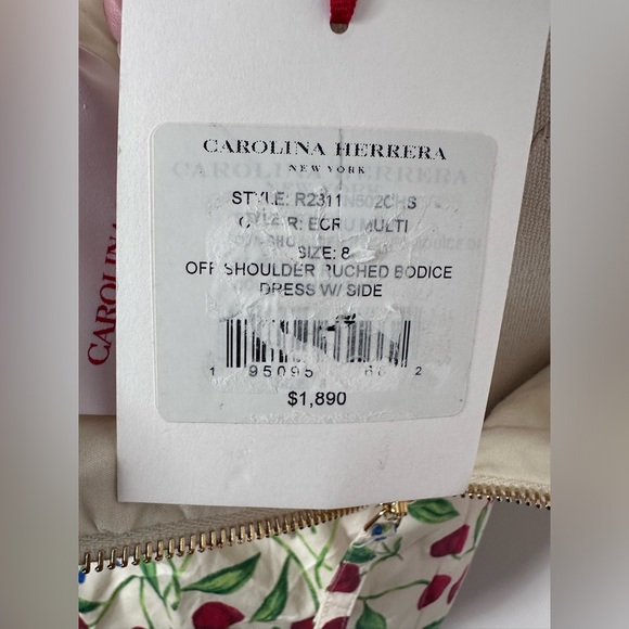 Carolina Herrera Cherry Draped Midi Dress - Picture 12 of 14